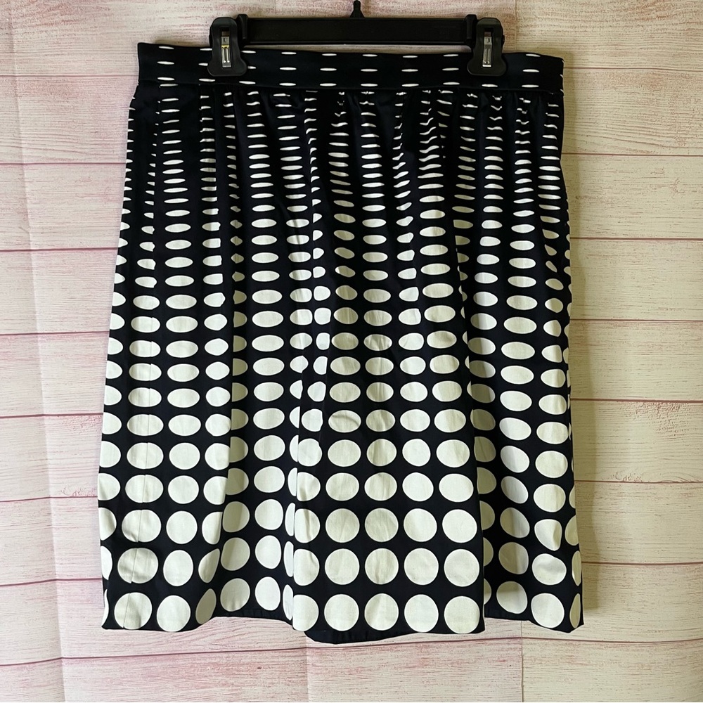 J CREW NWT 98% Cotton White Navy High Waisted 2% Stretch Polka Dot Skirt Size 14